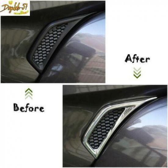 2x Chrome ABS Car Leaf plate Air Inlet Trim Cover For -22 Jeep Gladiator JT