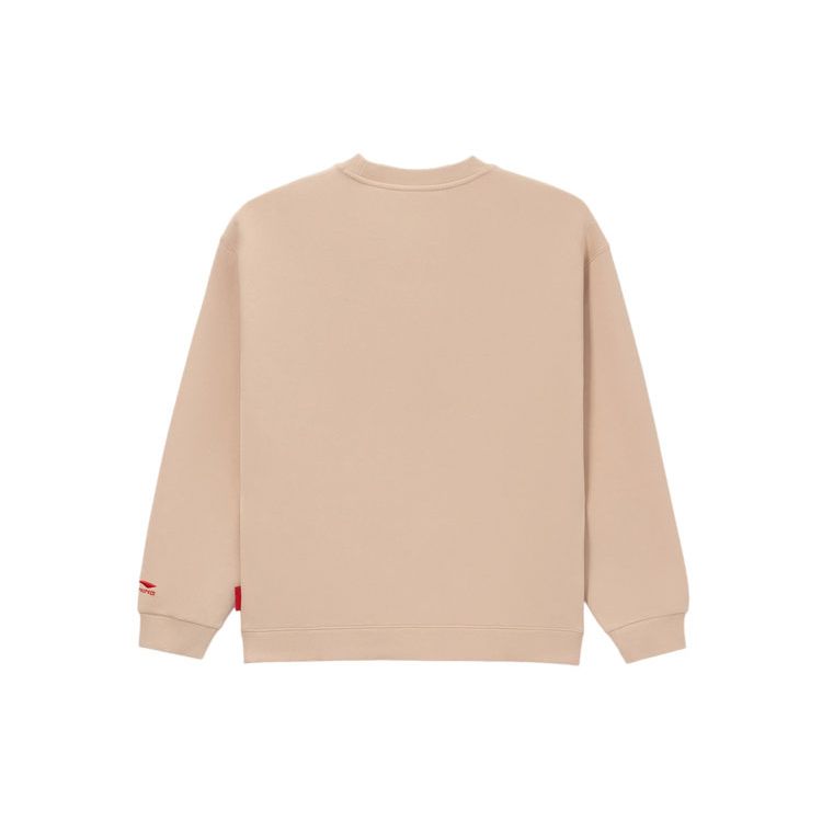 Li-Ning Progress Gold Series Print Loose Crew Neck Pullover Sweatshirt Unisex Tops Misty-Apricot AWDS163-1