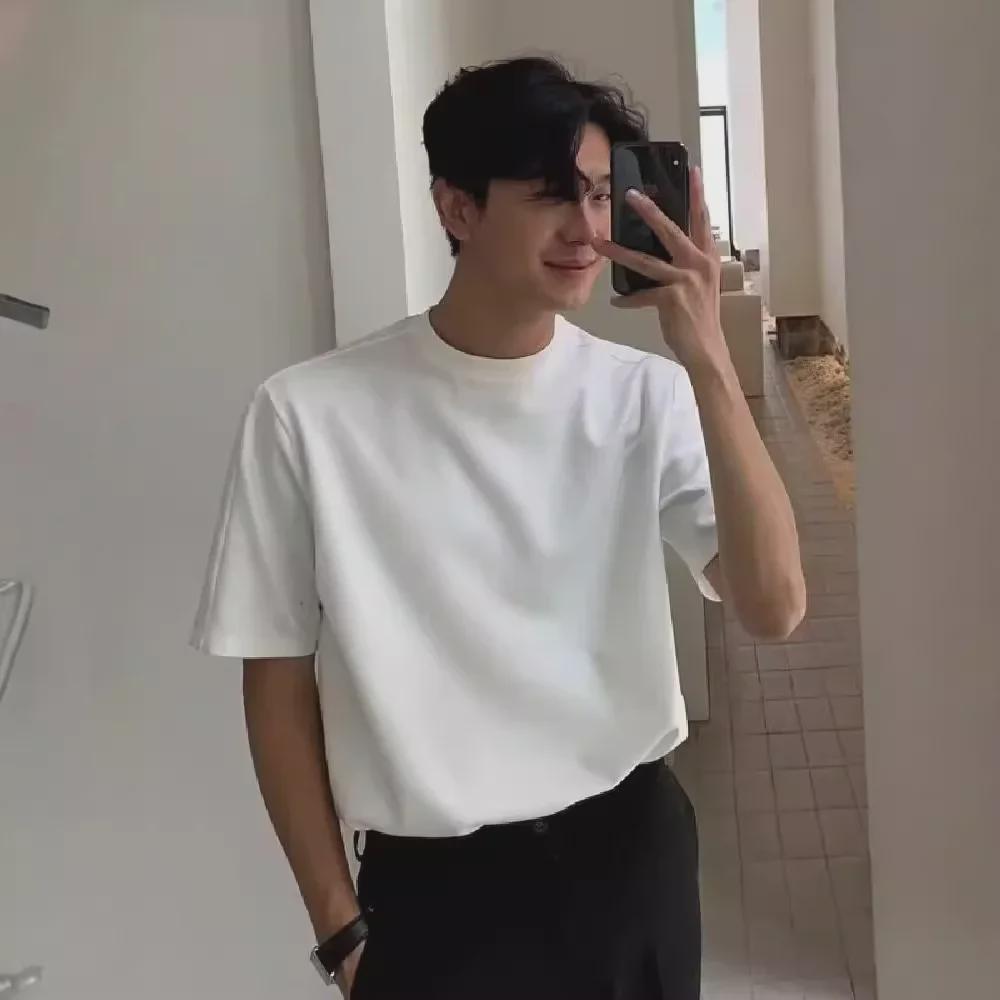 Men's Fashion Shoulder Pad T-shirt, 2024 Summer Trend, Short Sleeves, Loose Fit