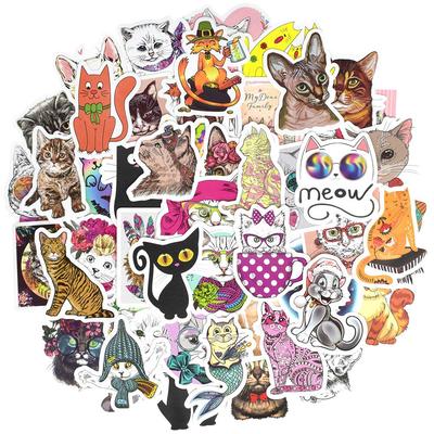 50 KS Kawaii Mačacie Nálepky Roztomilé Kreslené Zviera Vodotesné Nálepky na DIY Laptop Kufor Bicykel Gitara Auto Skateboard Detská Hračka Darček