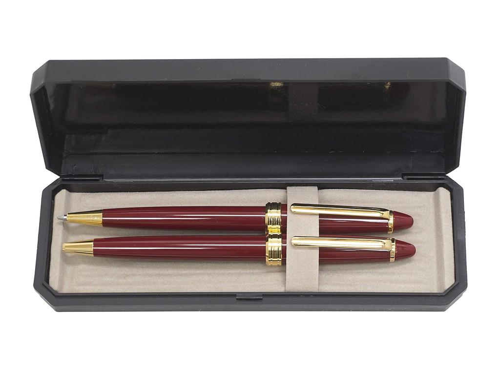 Takizawa Made in Japan Neo Ballpoint Pen and Mechanical Pencil Set 1 Premium Black Retro Style Upper Barrel Pen D-600 (2 Pens, Pack, Case, 0.7mm Lead,