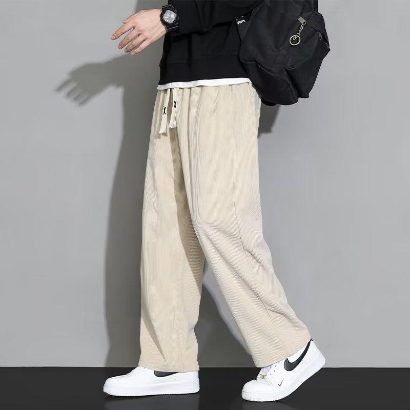 Autumn Corduroy Pants Men's Loose Straight Casual Pants Trendy High Street Large Size Wide Leg Sweatpants