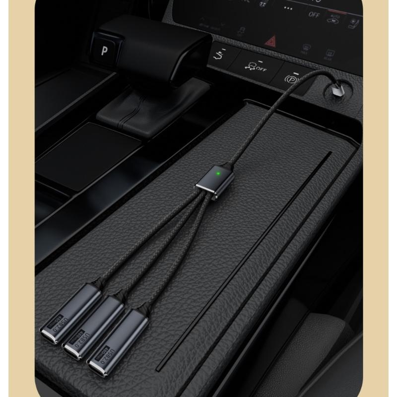 USB C Splitter Cord Wire 3-Port Supporting Multiple Device Connection for Efficient Charging and Fast Speed Syncing