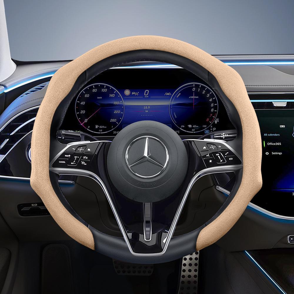 

Suitable for Mercedes-Benz Premium Suede Snap-On Steering Wheel Covers, Non-Slip and Durable, Available in Round and D-Shaped Designs, Compatible