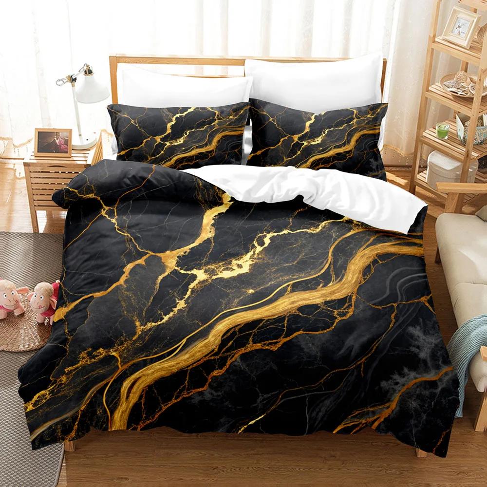 3D Luxury Marble Bedding Set Printed Duvet Cover Set Pillowcases Romantic Soft Single Double King Size for Adult Birthday Gift