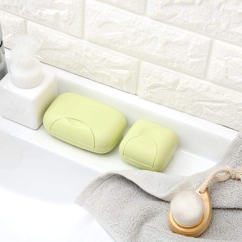 S/L Sizes Portable Travel Soap Box Bathroom Home Plastic Soap Holder Soap-Boxes with Cover Candy Color BXFZH02