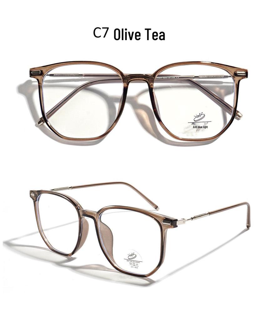 Xunge Retro Tea-Colored Flat Lens Glasses for Women
