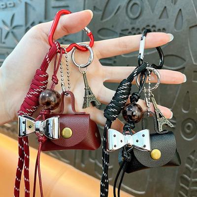Keychain Mini Dumpling Bag Coin Purse Security Snap Detachable Wrist Strap Waterproof Imitation Leather