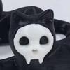 Cat Pen Holder 3D Printed Black Cat Ornament Cat Figurine with Detachable Skull Mask for Home Office Desk Halloween Decoration