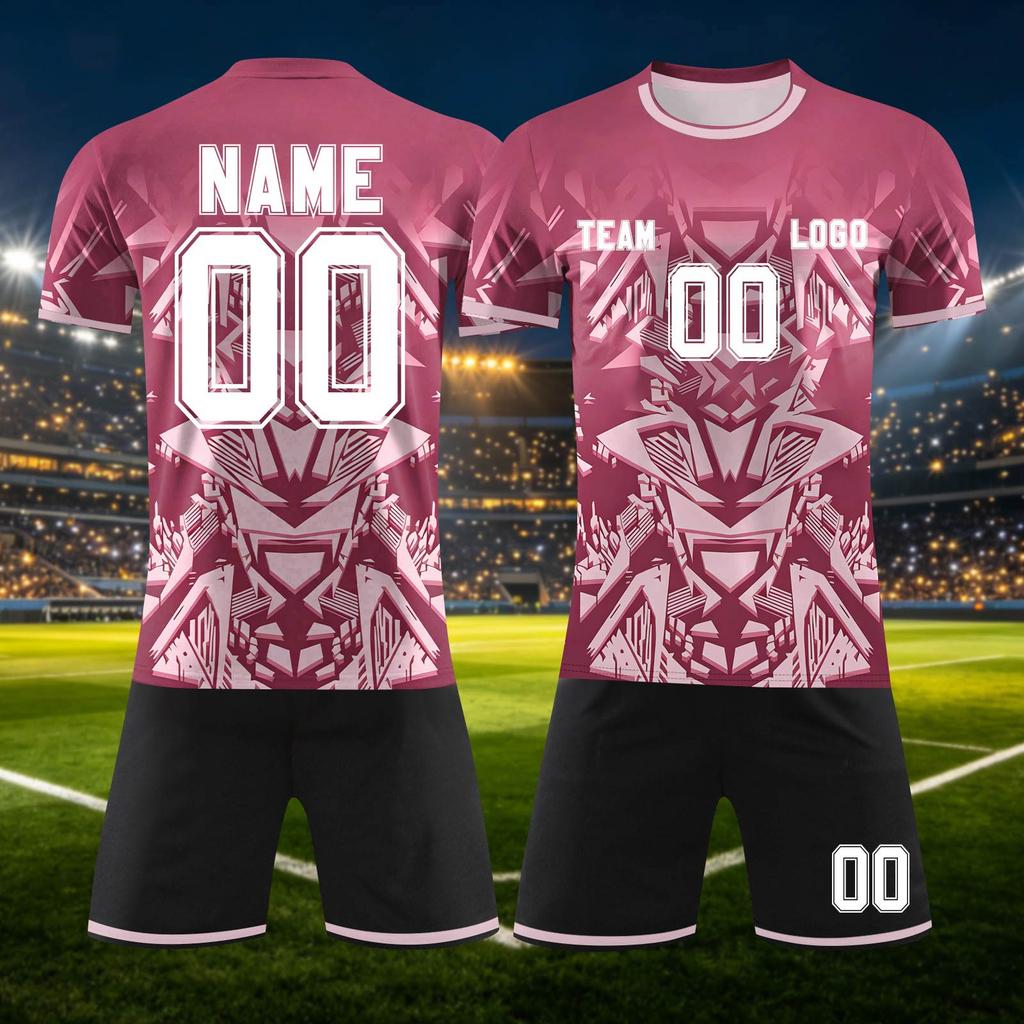Custom DIY Two Piece Jersey Set with Short Sleeve Shirt and Shorts for Team Sports Personalizable Number Design