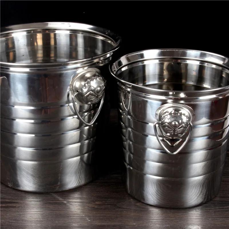 3L 5L 7L Edelstahl Bar Eiskübel Zwei Griffe Champagnerkübel Weinkübel Spieß Weinfassbehälter Ktv Club Supplies