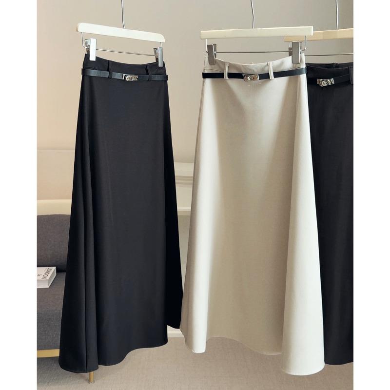 Black temperament suit skirt women's spring and summer new high waist drape a word to cover the hips and show thinness medium and long skirt