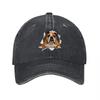 Bulldog Durchbruch Design Gewaschenes Canvas Baseballkappe Klassischer Vintage Stil Verstellbare Mütze für Unisex und Damen