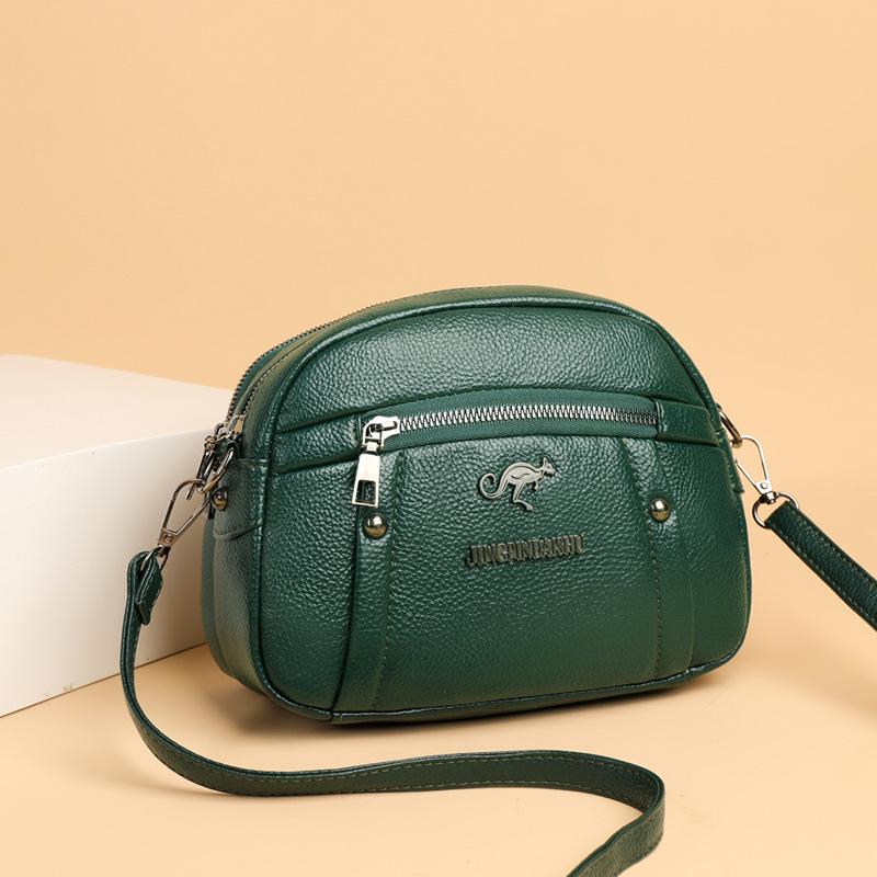 Soft leather textured shoulder bag, fashionable solid color crossbody bag, simple large capacity small square bag
