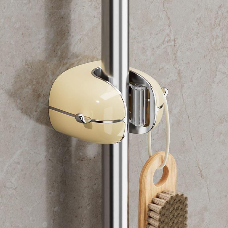 Perforation-free Mop Clip Hook Bathroom Wall Hanging Strong Adhesive Bathroom Mop Clip Broom Fixed Clip Hanger