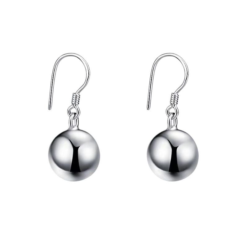 Sterling Silver Ball Bell Earrings for Women - Simple and Trendy Dangle Jewelry Gift