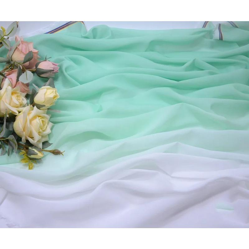 Gradient Color Organza Tulle Fabric 100D Chiffon Fabric for Diy Ancient Style Hanfu Dress Stage Dance Costume Drape Decor Craft