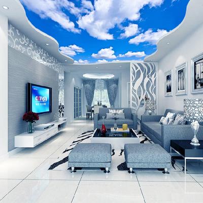 Benutzerdefinierte Deckenwandtapete 3D Blauer Himmel und weiße Wolken Wohnzimmer Schlafzimmer Deckenhintergrund Fototapete Wallcoverings
