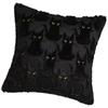 Black Cat Design Plush Pillowcase Soft Tufted Faux Fur Cushion Cover Halloween Home Decor For Spooky Theme Parties