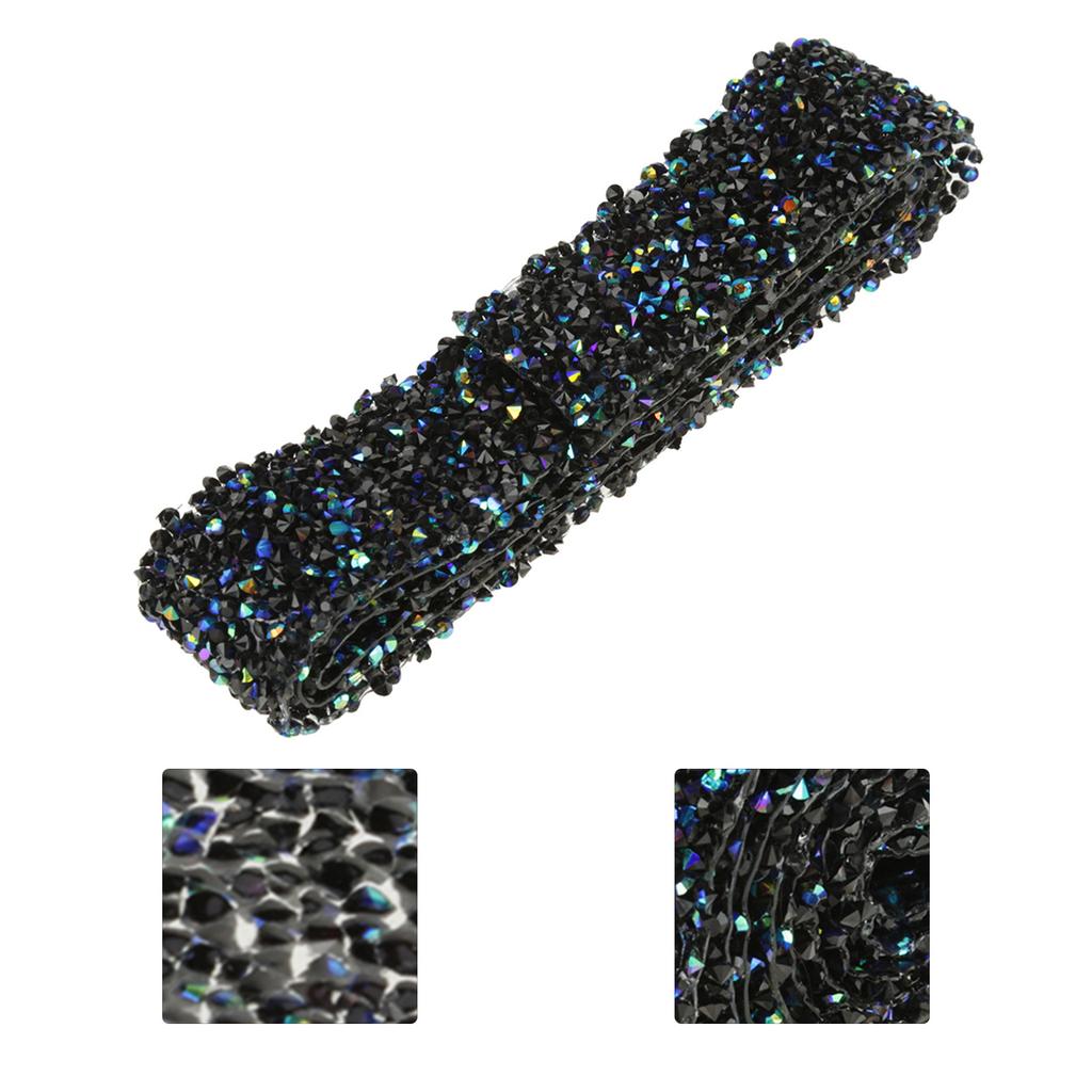 Mesh Wrap Roll Rhinestone Ribbon Wedding Decoration (Blue & Black)