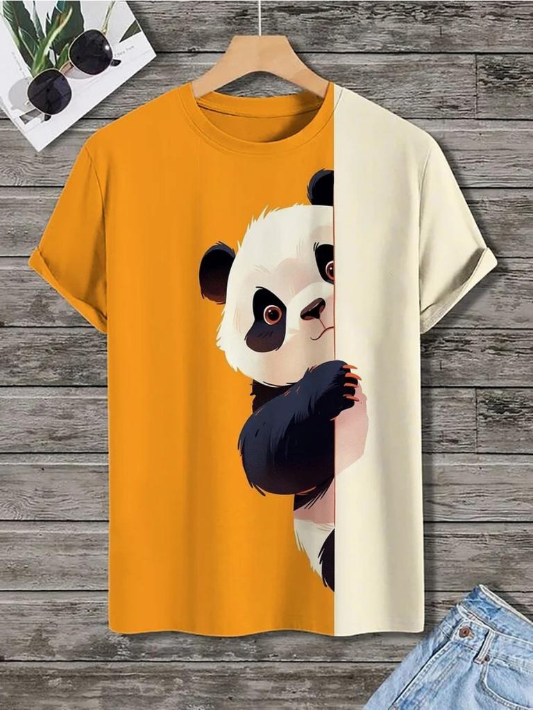 Men's Funny Animal Printed T Shirt Short Sleeved Tees Tops 3D Print O-Neck Shirts Party Summer Casual Men's Clothing Apparel