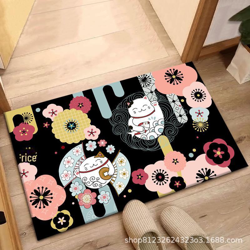 Lucky Cat Anti-Slip Floor Mats for Entrance, Bathroom, and Bedroom