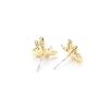 European and American Diamond-encrusted Gold and Silver Two-color Gold-plated Little Bee Shape Earrings, Simple and Versatile 925 Silver Needle Stud E