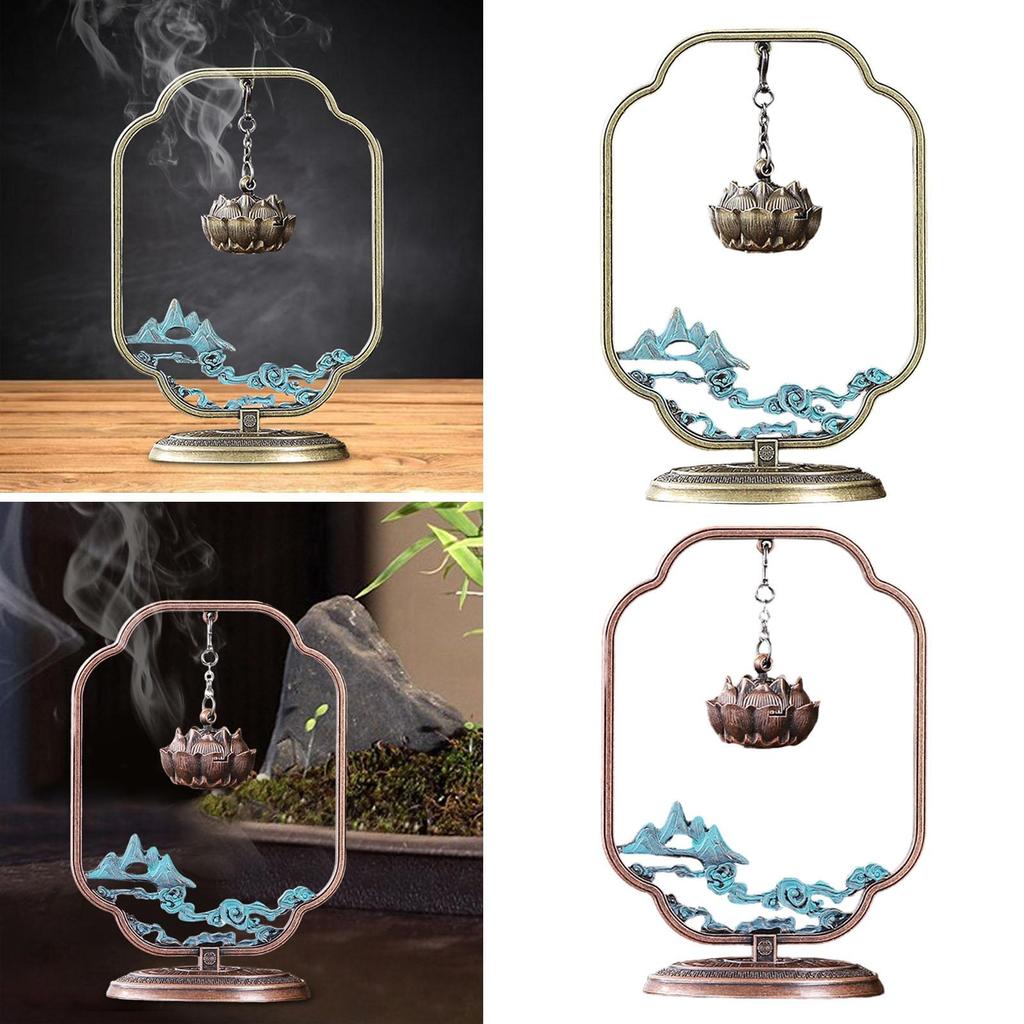 Lotus Flower Hanging Incense Burner Alloy Metal for Bathroom Multifunctional