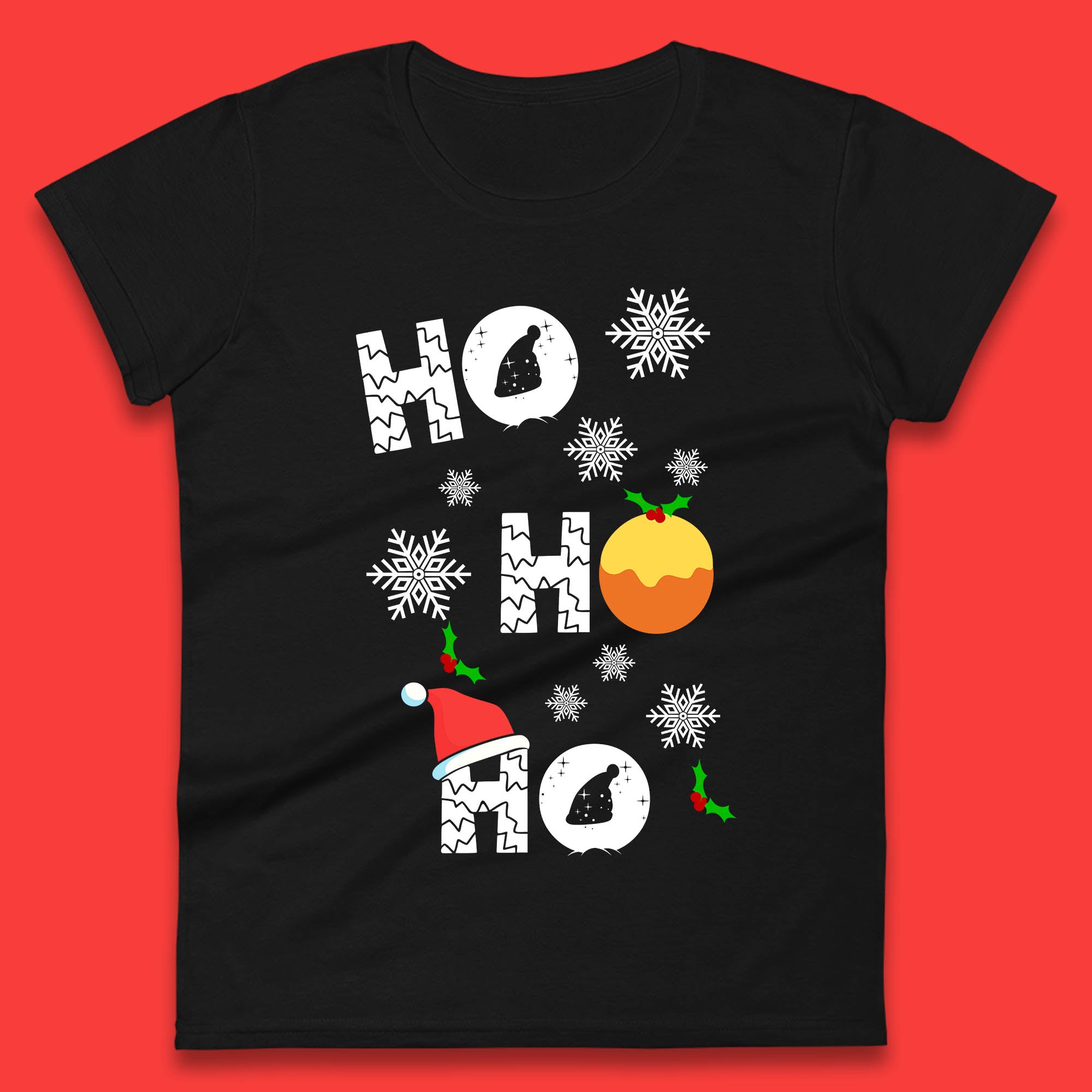 Ho Ho Ho Christmas Womens T Shirt Mens Tops Tees Unisex Christmas Santa Hat Top S