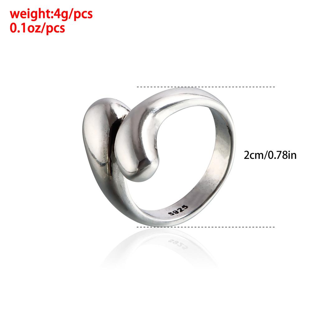Casual and fashionable water drop design cold wind simple and versatile personalized opening ring