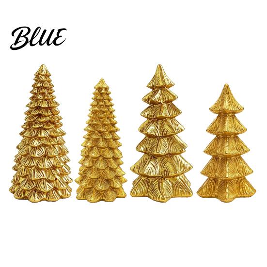 Stylish Entryway Holiday Decor Golden Christmas Tree Ornament for Tabletop Decor Modern Resin Xmas Festive Home Accents Figurine Table Centerpiece