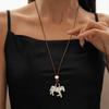 Horse Year New Year Horse Necklace Wooden Bead Ethnic Style Sweater Chain  Men Women