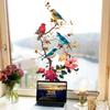 Blumen Vogel auf Ast Statisch Haftend Fensteraufkleber Selbstklebend Abnehmbar Schlafzimmer Wohnzimmer Balkon Glastür Heimdeko Kunst