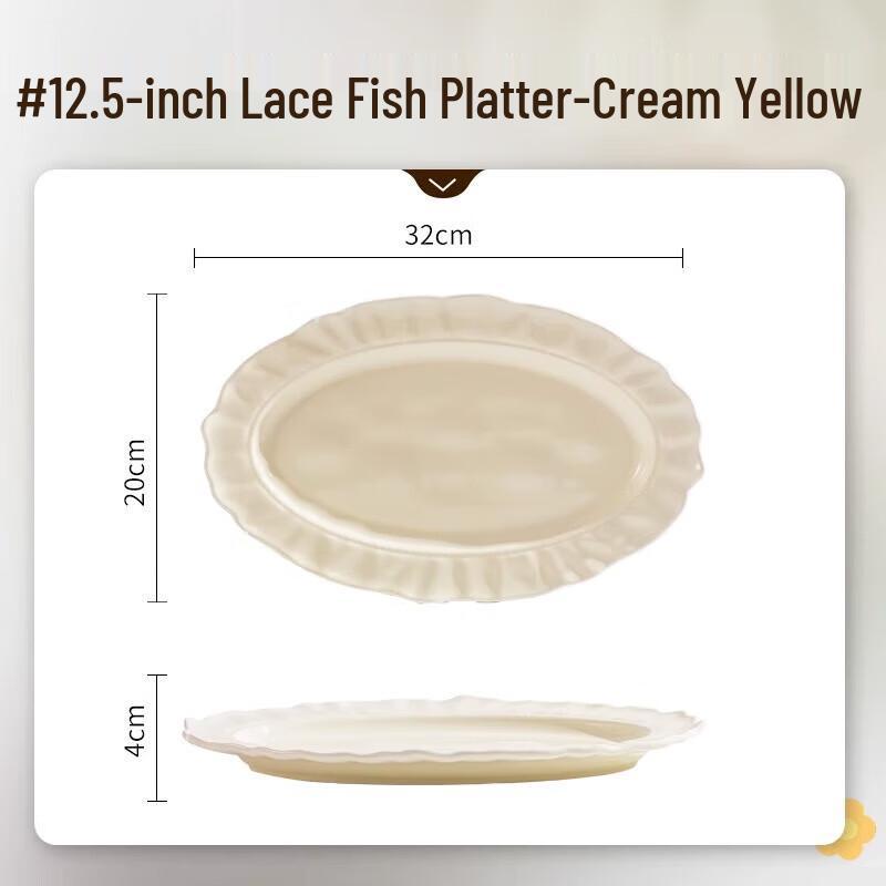 Wuhe Nordic Petal-Edged Ceramic Fish Plate