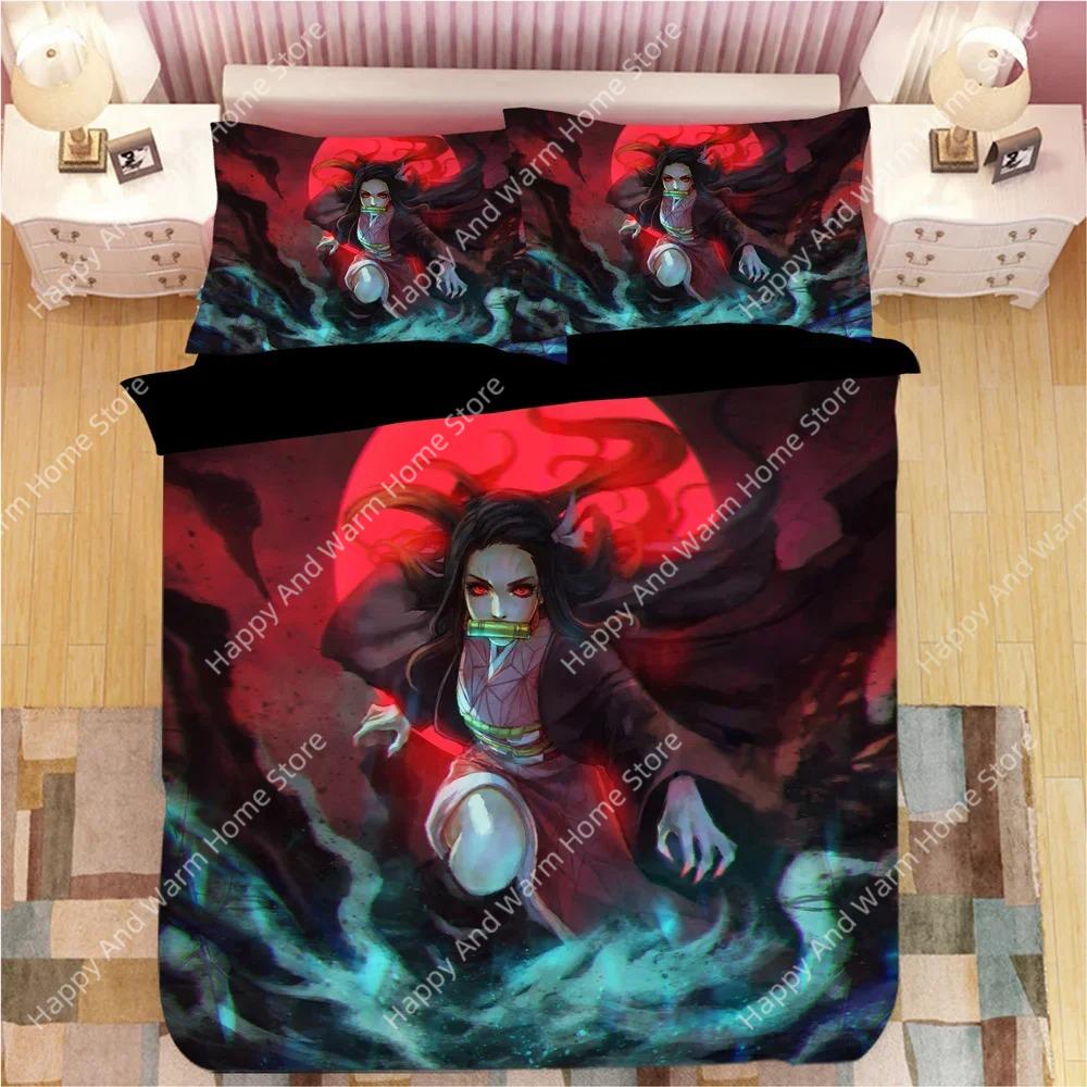 

Comforter Demon Slayer Bedding Sets Cartoon Boys Single Double Size Soft Bedclothes Home Decor Anime Comforter Comforter (quilt)-EU Single(135*200cm)3pcs