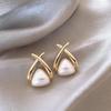 2024 High-End Pearl Stud Earrings: French Light Luxury Style for Women