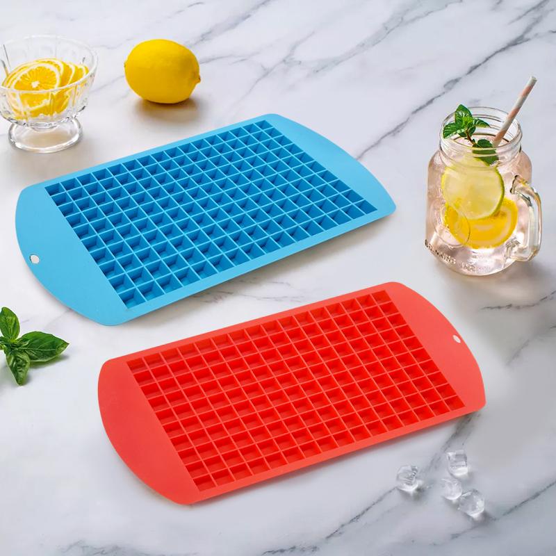Household 160 Grid Small Ice Cube Mold 1 Cm Mini Square Silicone Ice Box DIY Square Ice Machine for Drinks and Cocktails