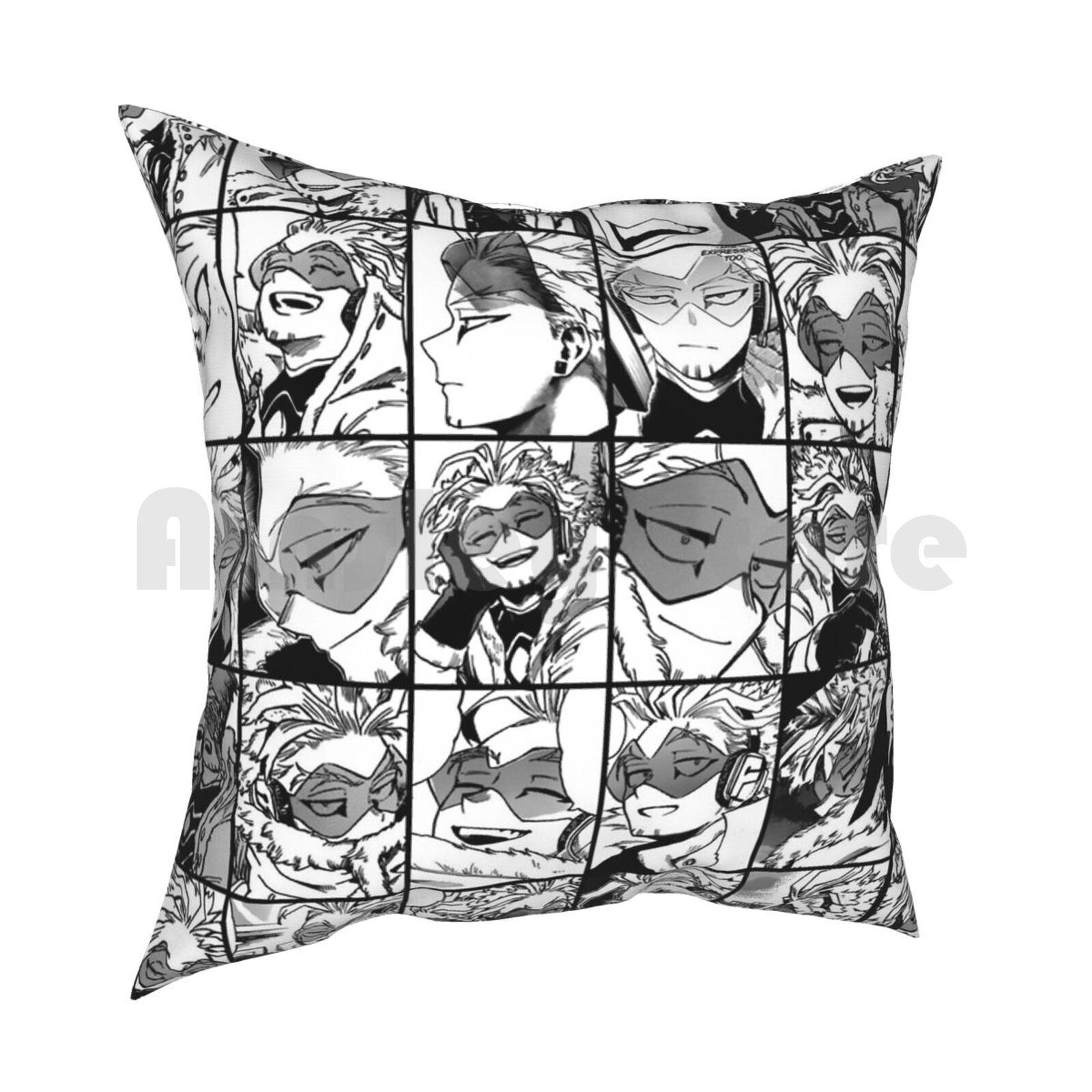 HawksManga Black And White Version Pillow Case Printed Home Soft Throw Pillow Hawks Endeavor All Might Aizawa Shigaraki 30x30cm 12x12in