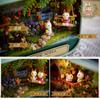 Moin Moin Miniature Dollhouse DIY Kit Set Rabbit Living In a Trinket Box Series Perfect for and Educational Activities Includes LED Light and Stand