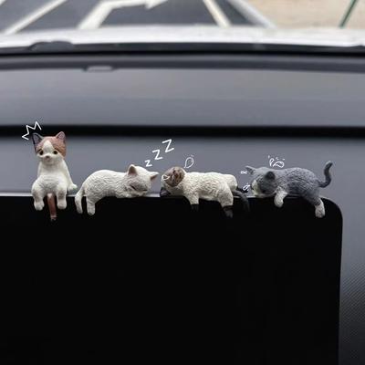 1pc Car Center Console Decoration Ornaments Cute Kitten Action Figure Auto Dashboard Rearview Mirror Decoration Car Accessories