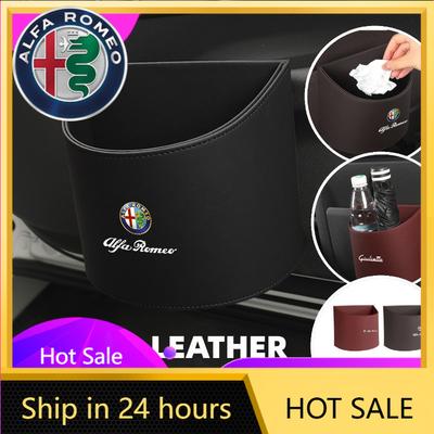 Car Stickers For Alfa Romeo Leather Car Logo Water Cup Organizer Holder Hanging Waterproof Trash Bin For Alfa Romeo Giulietta 94