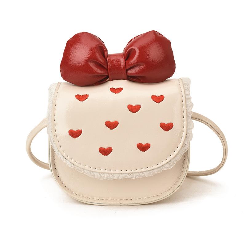 

High-quality Appearance Boys and Girls Single-shoulder Bag with Cute Bows, Mini Baby Purses, Children s Bag білий