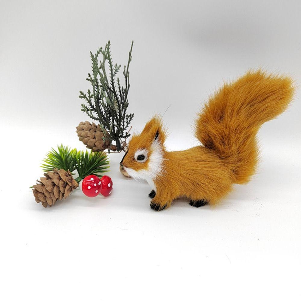 Plush Squirrel Miniatures Simulation Fur Simulation Animal Toy Christmas Decorations