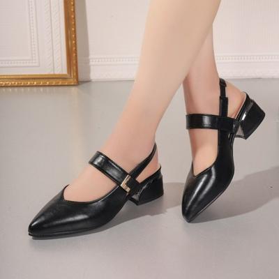 Fashion 2024 New Autumn Women's Fashionable One-line Buckle Thick Heel High Heels