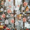 Set of Six 3D Paper Snowflake Hanging Decorations for Store Windows