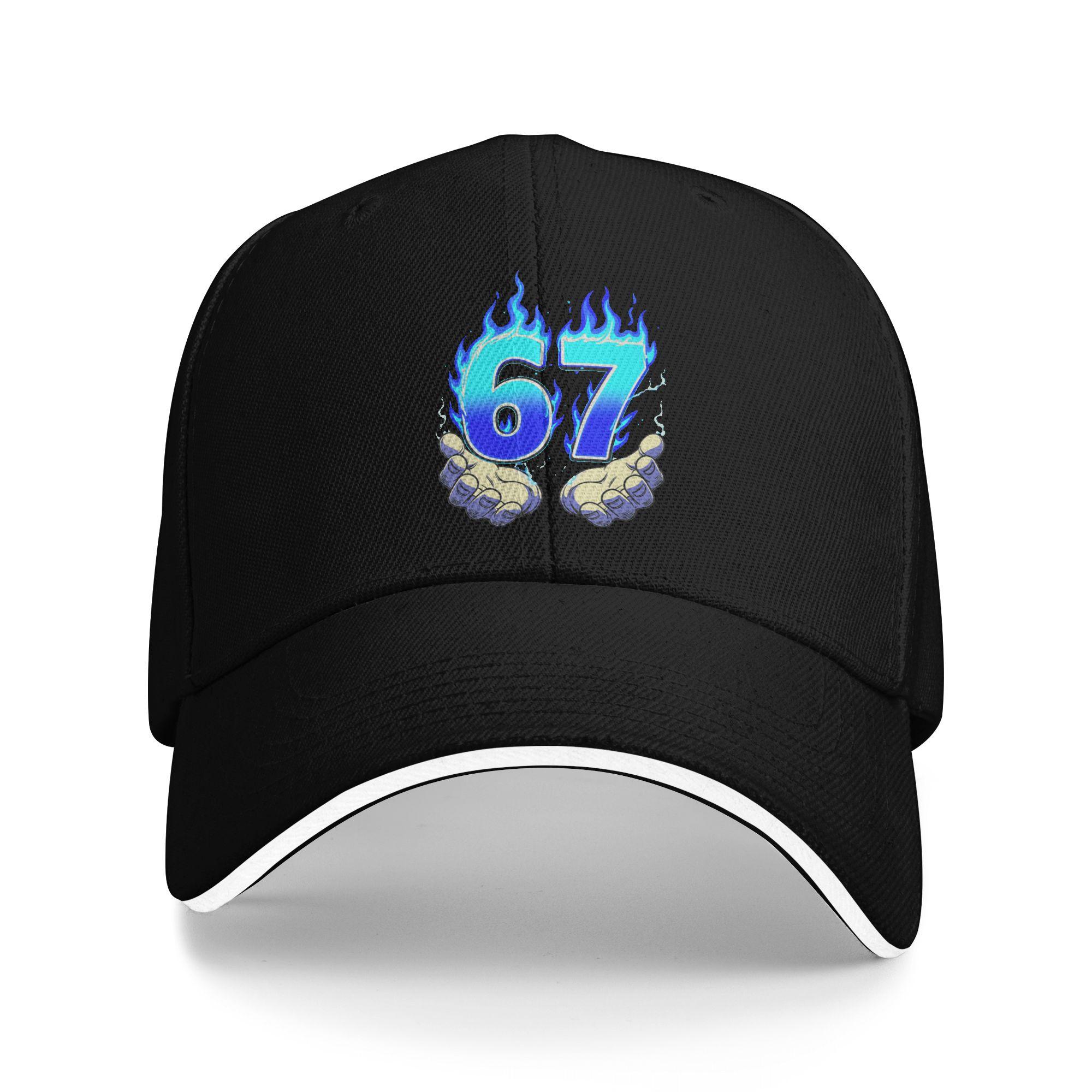 

6 7 Meme Six Seven 67 Hands Meme Funny Sun Baseball Cap Spring Unisex Men Hip Hop Hats Breathable Running Hippie Snapback Cap One Size чёрный