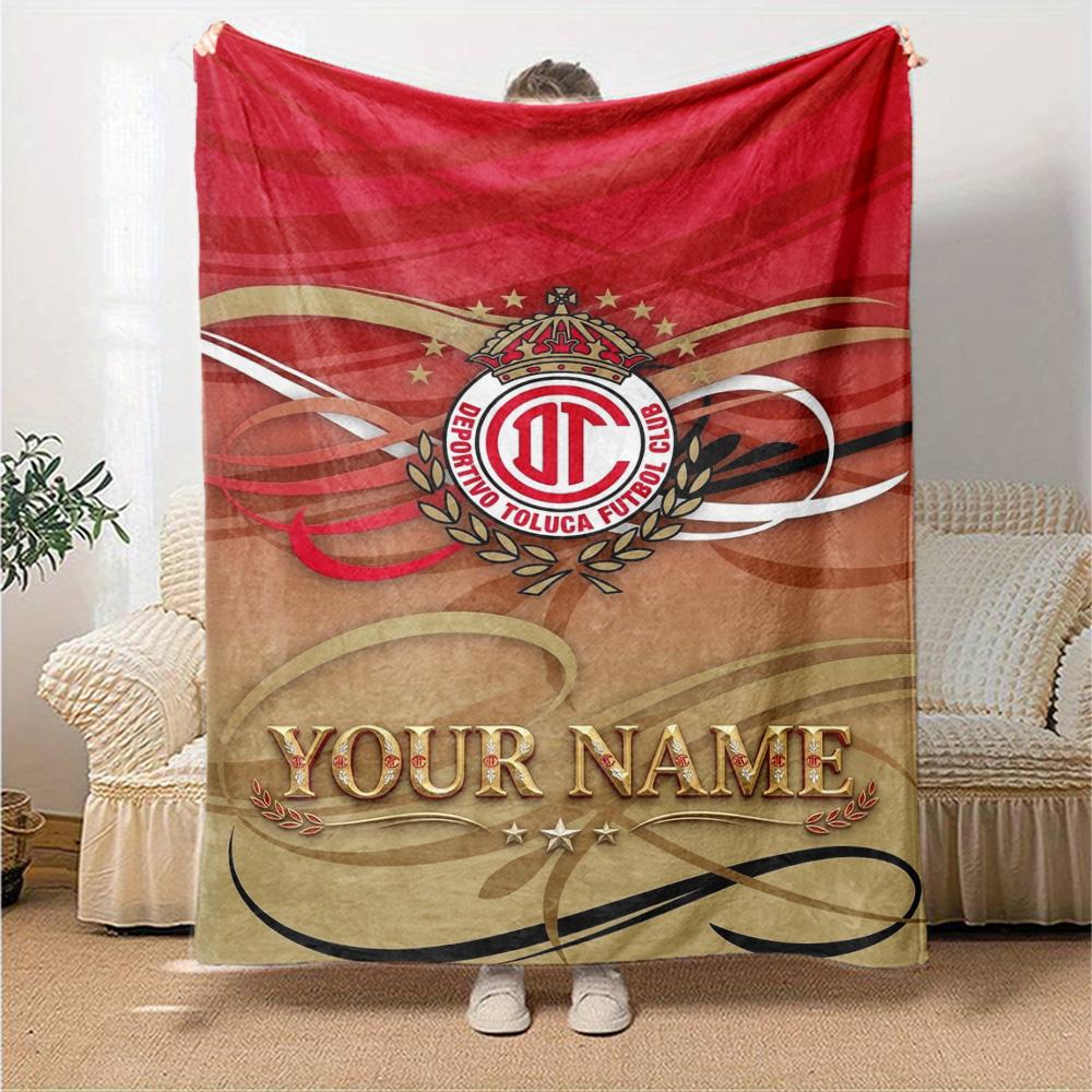 Name Custom Deportivo Toluca FC Print Flannel Blanket High Quality Warm Comfortable Cover for All Seasons Perfect for Gifts Home Decor