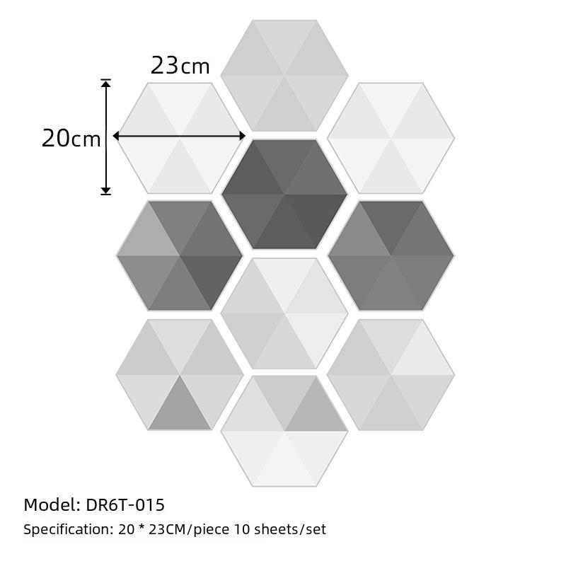 50Pcs Grey and White Marble Wood Bohemian Peel and Stick Self-Adhesive Hexagon Tile Stickers for Home Cabinet Kitchen Living Room Wall