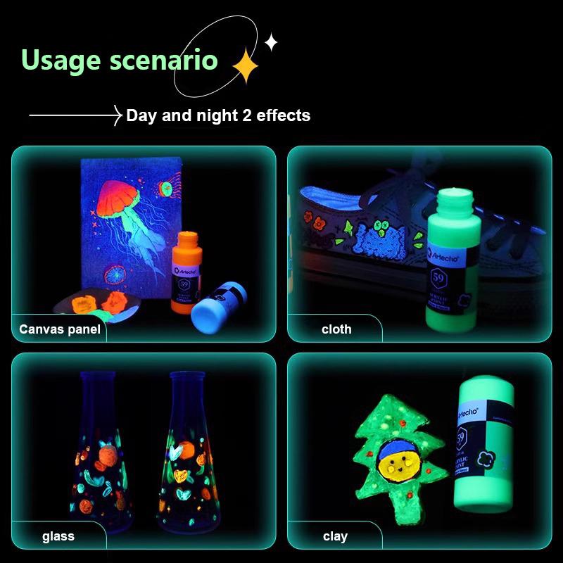 59ML Glow In Dark Acrylic Paint for Hand-Painted Wall Creative Diy Glass Clothes Shoes Luminous Fluorescent Epoxy Resin Pigment