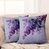 1 pieces -2D flat printing Lilac Patterned Pillow With Lace Edge Decor Polyester pillowcase, sofa decorative cushion cov